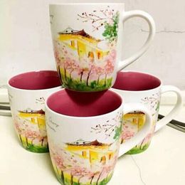 Tasses HF Creative céramique fleur de cerisier tasse à café petit déjeuner lait tasse après-midi thé bureau maison boire