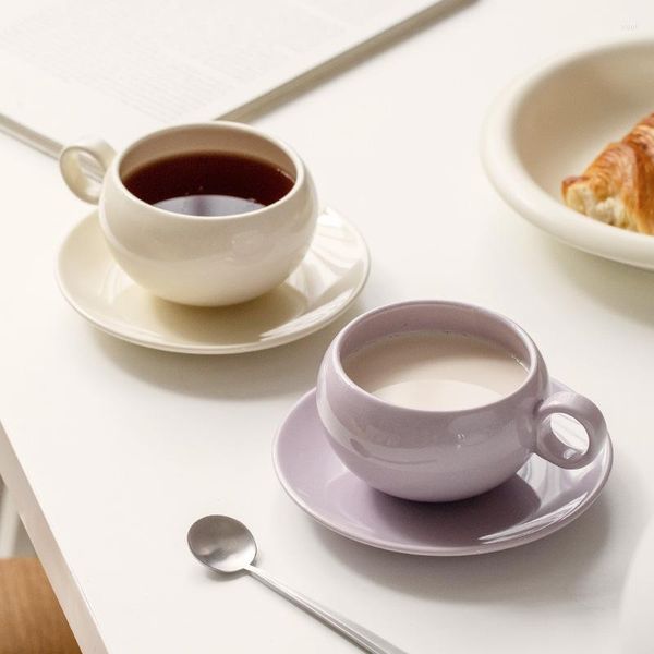 Tazas Taza de café de cerámica para el hogar de alta belleza, taza para amantes, desayuno, leche, té de oficina