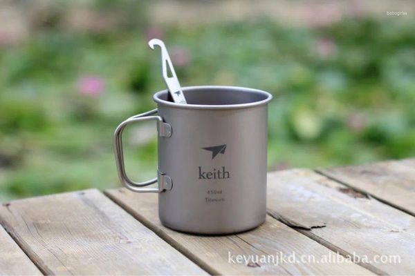 Tasses de haute qualité 450 ml de marque KS810 Titanium Water Cup Mug Camping Picnic Cook Vaste accessoire Single Mur