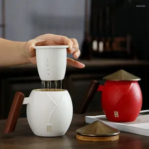 Tasses Tasse Jianghu Poterie noire de haute qualité avec couvercle Filtre à thé Tasse ménage en céramique Personnelle Boîte cadeau de bureau