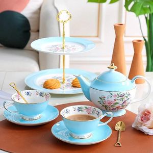 Mokken hoogwaardige porselein coffeeware Bone China Cup Set voor koffie of thee 2-laags fruitdessertvak keukenfeestje bruidstasig