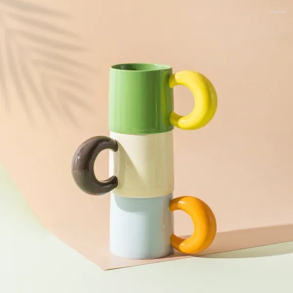 Tazas de la oficina en casa regalos japonés coreano nordic simple copa de luna curva café taza de cerámica