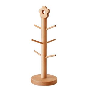 Ganchos para tazas, bonito soporte de madera con forma del árbol para taza para té y café, práctico estante de almacenamiento para tazas de secado, estante para bebidas, seis