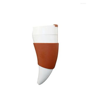 Tasses Tasse à café isolée en forme de corne avec support et longues bretelles courtes 230 ml tasse de boisson de voyage en simili cuir noir blanc