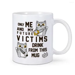 Tasses Humour Chat Tasse À Café 11 Oz Céramique Tasse À Thé Cadeau D'anniversaire Bureau À Domicile Eau Cacao Moi Et Les Victimes Boire De Cela