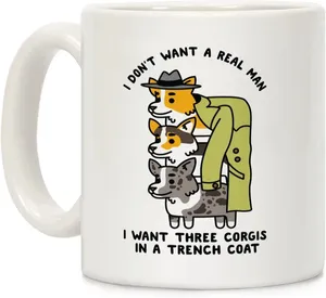 Mokken Ik wil geen echte man Corgi Pet Dog Coffee Valentines Gifts Doggy Mom Dad Servies Poot Coffeeware Cute Animal