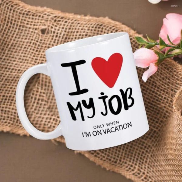 Tazas I Love My Job, taza de café divertida, cerámica de oficina, taza de té de la leche, regalo de cumpleaños novedoso para compañeros de trabajo, tazas de escritorio personalizadas