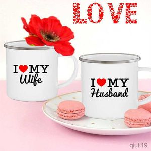 Mokken I Love My Wife Husband Couple Mokken Creative Coffee Water Cups Drinks Wine Mug Lover Cup Handle Drinkware Valentijnsdag Geschenken R230713