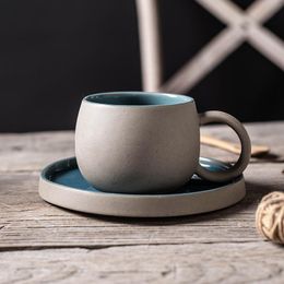 Mugs Ins Ceramics Coffee Cust Set Brief Vintage avec plateau Créative Drinkware Tas Tass Nouqueux Milk Tup Breakfast