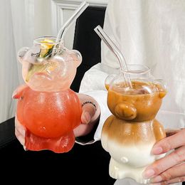Mokken Ins Cute Cartoon Bear Cup drank Glass Juice Melkthee Koffie Mok Verjaardag Kerstcadeaus