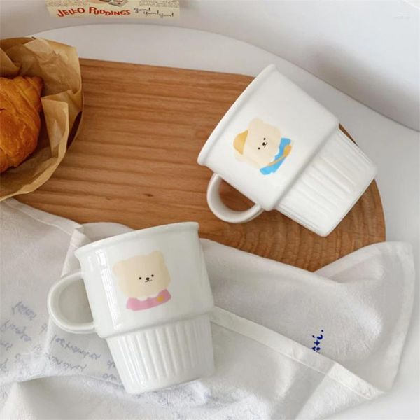 Tasses Ins tasse en céramique de style coréen dessin animé ours petit déjeuner tasse à lait grande capacité mignon Simple eau domestique