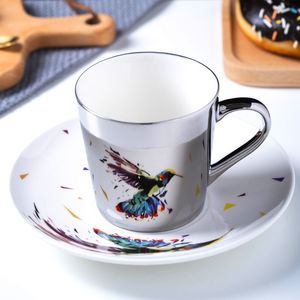 Mokken Ins Mirror Reflection Cup Coffee Mug Picasso Ceramic en Saucer Set Lion Grappig voor vriend Verjaardagscadeau WF 230327