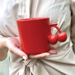 Mugs Ins Nordic Creative Coffee Mok met Special Cherry Banana Peach Love Handle Milk Cup Cute Design Girlferen Birthday Gifts