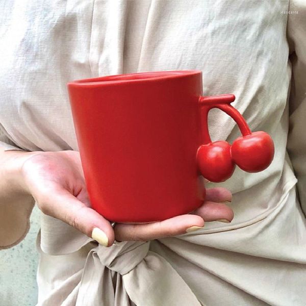 Tasses Ins nordique créatif tasse à café avec spécial cerise banane pêche amour poignée tasse à lait conception mignonne petite amie cadeaux d'anniversaire