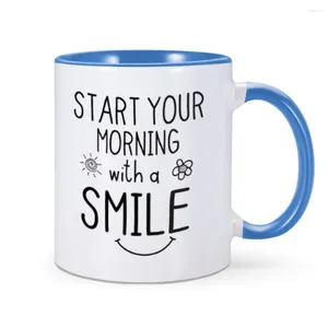 Tasses Tasse positive inspirante rappel quotidien bon café du matin cadeau d'anniversaire drôle pour les femmes mère tasse à thé mignonne en céramique 11Oz