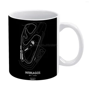 Tasses Interlagos-Brazil Track Carte White Mug White to Friends and Family Creative Gift 11 oz Coffee Ceramic Interlagos Brazil J