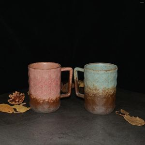 Tasses Intervalle 1 pièces / 270ML Vintage en détresse style japonais tasse en céramique rose vert tasse à boire idéal cadeau d'anniversaire de la saint-valentin