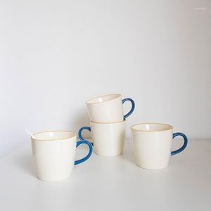 Tazas Taza de café de cerámica de marfil, taza nórdica elegante ordenada para beber té con leche, taza con asa para el hogar, oficina, cafetería, decoración de mesa, 360ml