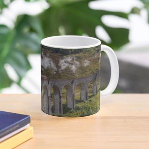 Tazas Viaducto Escocia de Glenfinnan del tren de vapor jacobita.Taza De Café Taza De Vidrio Lindo Tazas Té