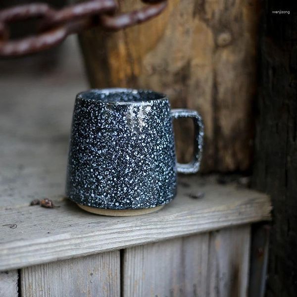 Tazas De café De cerámica Retro japonesa con asa, Taza De café blanca De viaje hecha a mano, Tazas De café ecológicas para té De la tarde