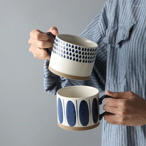 Tasses en céramique de Style japonais, tasse de couleur sous glaçure peinte à la main, grande capacité 450ML, tasse à café, eau, thé, verres pour petit déjeuner