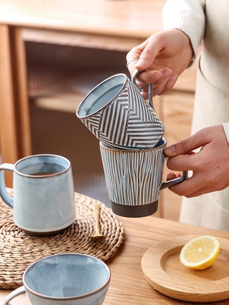 Tasses japonaises en céramique rétro tasse à café Gizili tasse petit déjeuner art lait avec poignée de luxe ami couple cadeau