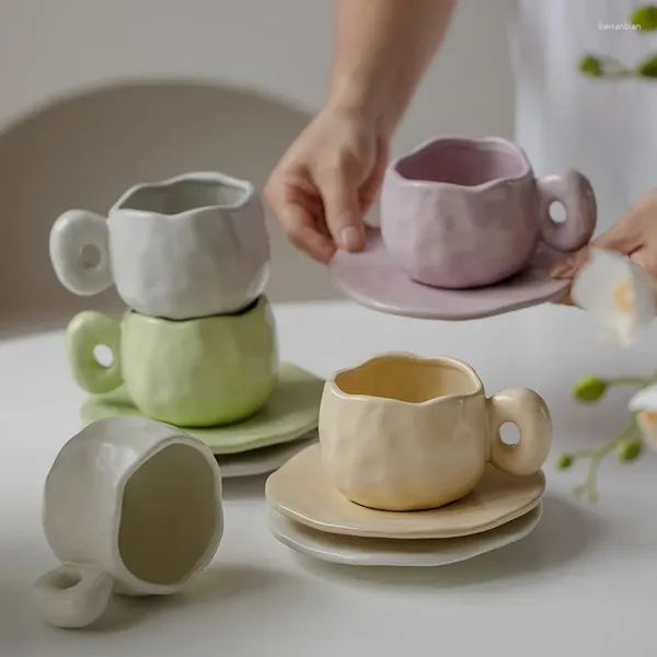 Tasses tasses japonaises set tasse tasse en céramique petit déjeuner haut apparence insieuse avec assiette comme cadeau