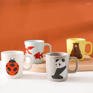 Tazas Japonés Lindo Dibujos Animados Animal Escarabajo Panda Grupo Taza Cerámica Pequeña Capacidad Pudín Jugo Vidrio Taza De Leche Fiesta Decoración Del Hogar