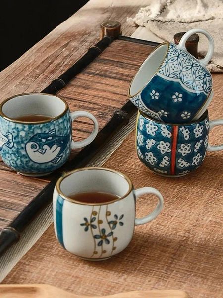 Tazas Tazas de cerámica pintadas a mano japonesas con orejas Té pequeño creativo Café exquisito