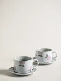 Mokken Japanse handgemaakte Stoare Coffee Cup en Saucer Set Cafe Levers Huishouden Retro Ceramic Breakfast Milk Havermout