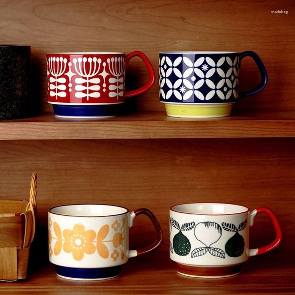 Tasses Japonais Rétro Tasse À Café En Céramique Avec Cuillère Bureau À Domicile Creative Lait Petit Déjeuner Tasse Couple Tasses