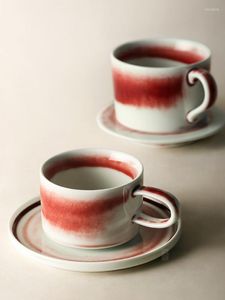 Tasses tasse à café rétro japonaise et soucoupe fait à la main four changé tasse avec plateau ensemble créatif maison petit déjeuner assiette à pain