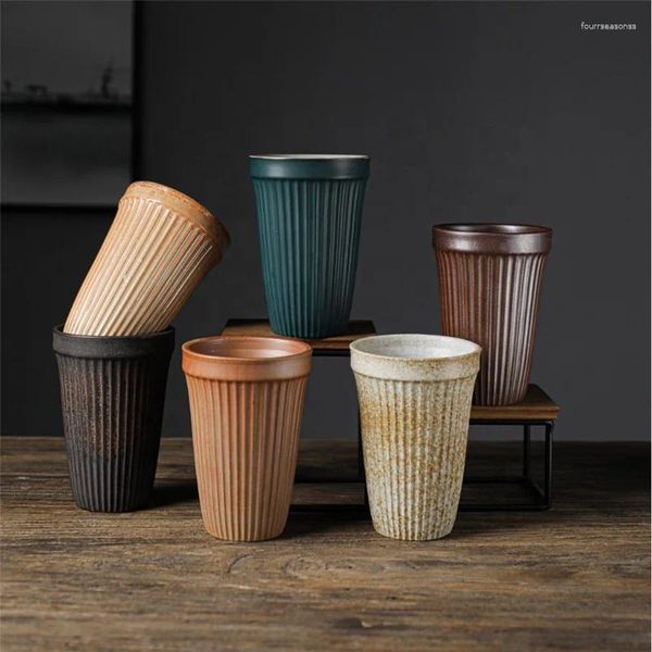 Tasses de style rétro japonais 400 ml Glaze Tea Cup Poterie Boire de l'eau Café