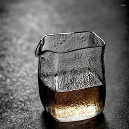 Tasses japonaises carrées marteau fleur thé verre juste séparateur résistant à la chaleur Chahai diviseur ensemble accessoires