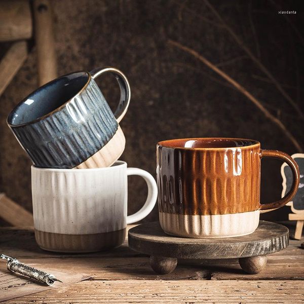 Tasses tasse de petit déjeuner de style japonais tasse à thé créative tasses à lait en céramique de ménage tasses à café en poterie brute peintes à la main
