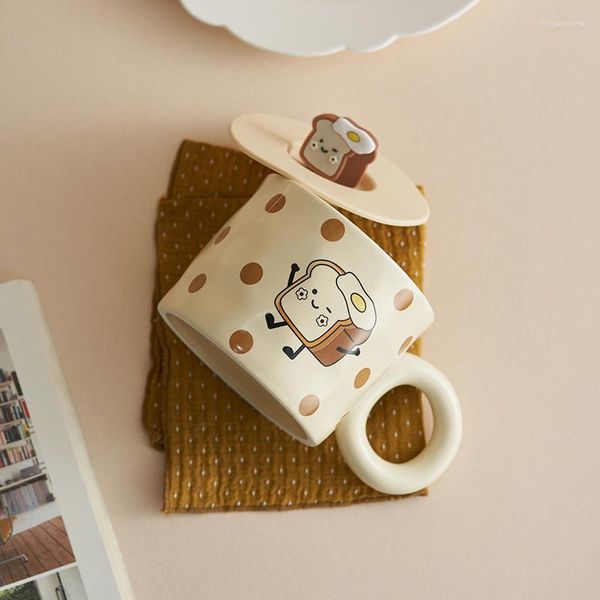 Tasses Style japonais dessin animé tasse à café haute apparence niveau fille coeur en céramique boire bureau maison Couple eau