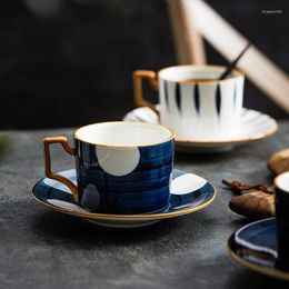 Mokken Japanse stijl keramische koffiekopje set hand schilderen glazuur middagthee en schotel porselein espresso mokka -bekers