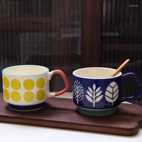 Tazas de cerámica de estilo japonés para colgar en la oreja, taza de cristal de agua, tazas de café, taza de Color creativa, tazas para amantes de la leche, gafas Kawaii S