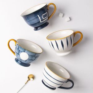 Mokken Japanse stijl keramiek met lepel koffie mok melkthee -kantoor havermoutbekers drinkware het verjaardagscadeau