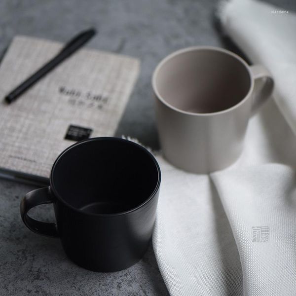 Tasses de Style japonais, tasse à café pour hommes, grande capacité, personnalisées, couleur Simple, noir mat, joli cadeau en céramique pour amis