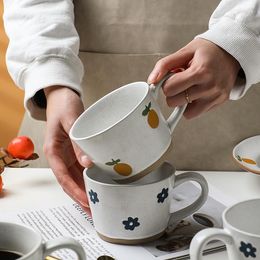 Tasses Tasse à café en céramique de poterie brute de style japonais tasse à la maison buvant du thé créatif petit clair