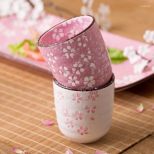 Tasses Style japonais Sakura motif tasse en céramique thé tasse à café gobelets à vin tasses à eau jus lait café Portable Drinkware