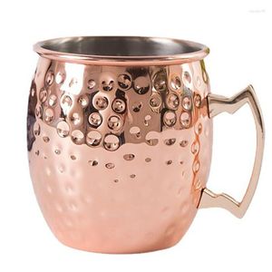 Tasses Tasses à thé de style japonais Résistant à l'eau en cuivre Tasse à bière en or rose avec poignée Cadeau de cuisine à café fait à la main