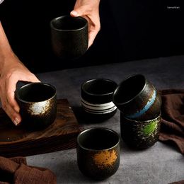 Tasses plats à Sushi japonais, tasse d'affaires, bouteille Portable en verre, vaisselle en céramique, tasses droites rétro empilables pour la maison
