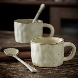 Tasses Tasse à café en céramique Vintage japonaise petit déjeuner tasse d'eau de lait Latte pour bureau Couple cadeau amis 231026