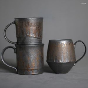 Tasses Japonais Vintage Poterie Brute Plaqué Or Tasse À Café En Céramique Creative Mug Eau Cadeau Petit Déjeuner Bureau