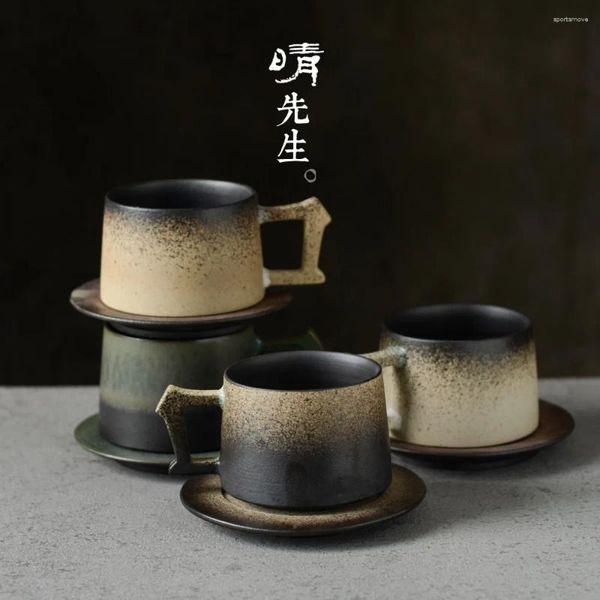 Tasses Jingdezhen en céramique givrée à café givré pur à la main avec une soucoupe