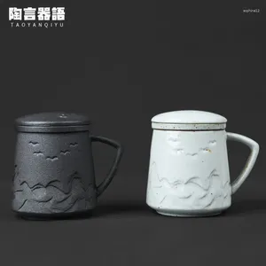 Mokken Jingdezhen Office Tea Cup Handmade Pottery Retro Coarse Filter Liner Single