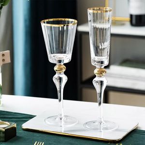 Tasses JINYOUJIAStyle européen ondulation or verre à vin coupe de Champagne Restaurant famille cristal Drinkware 231207