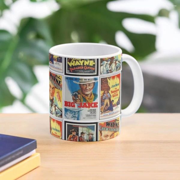 Tasses John Wayne Classic Movies Collage Tasse à café Lunettes Ensemble de tasses de voyage